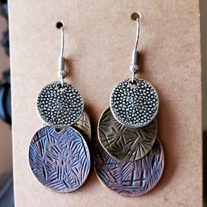 Multi-Metal 3-tiered Earrings
